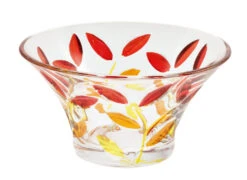Orange Yellow Amber Laurus Design Venetian Glass Bowl