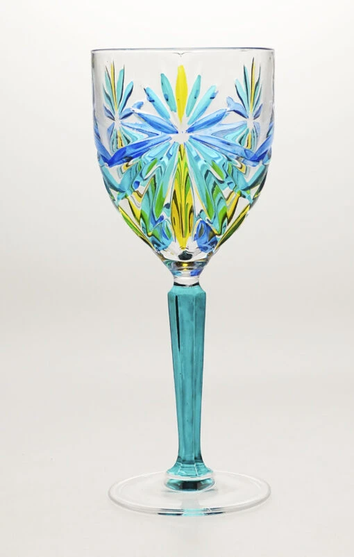 Oasis Turquoise Stem Wine Glass