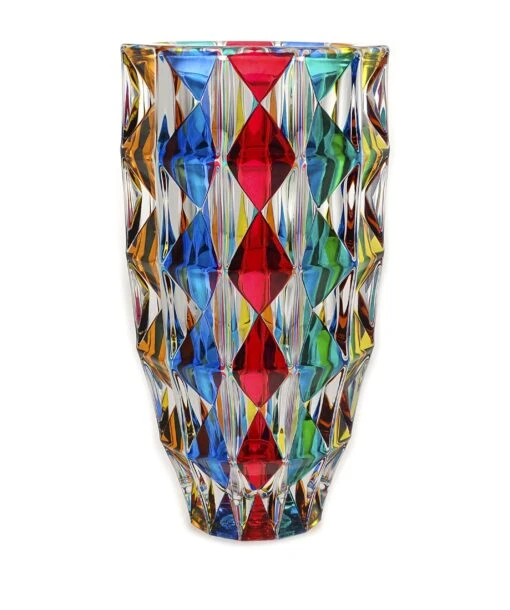 Diamond Design Venetian Murano Style Glass Vase 1 - Image 2