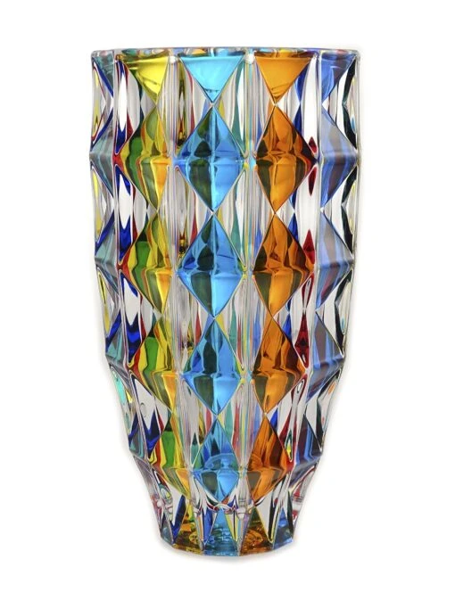 Diamond Design Venetian Murano Style Glass Vase 2