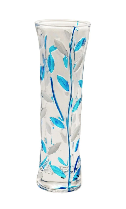 Turquoise & White Glass Vase