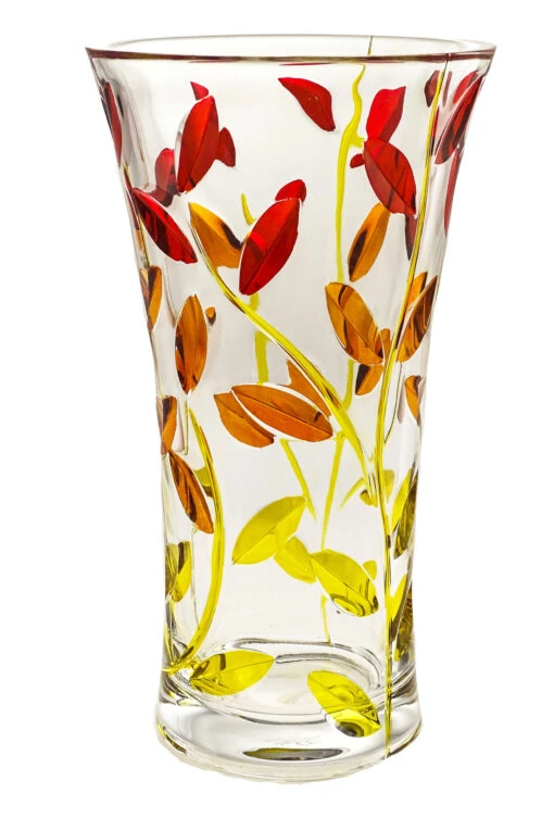 Red/Yellow/Orange Large Laurus Glass Vase