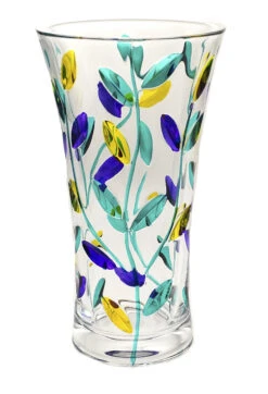 Green, Yellow, Purple Large Laurus Glass Vase