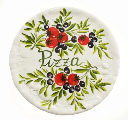 Tomato & Olive Design Pizza Plate