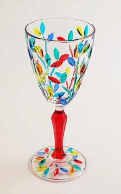 Laurus Red Stem Multi Colours Drink Glass