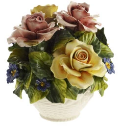 Mixed Flowers Ceramic Display Made In Italy