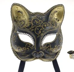 Black Face Mask Gatto Lusso Con Swarovski