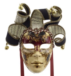 Red Cinque Ricci Music Venetian Mask