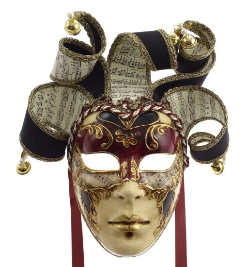 Red Cinque Ricci Music Venetian Mask
