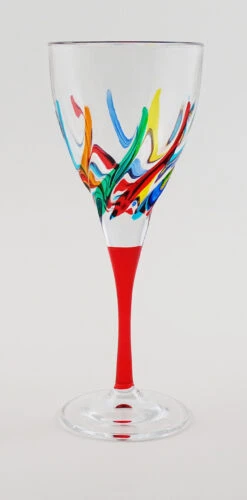 TRIX RED STEM WATER AND WINE GLASS