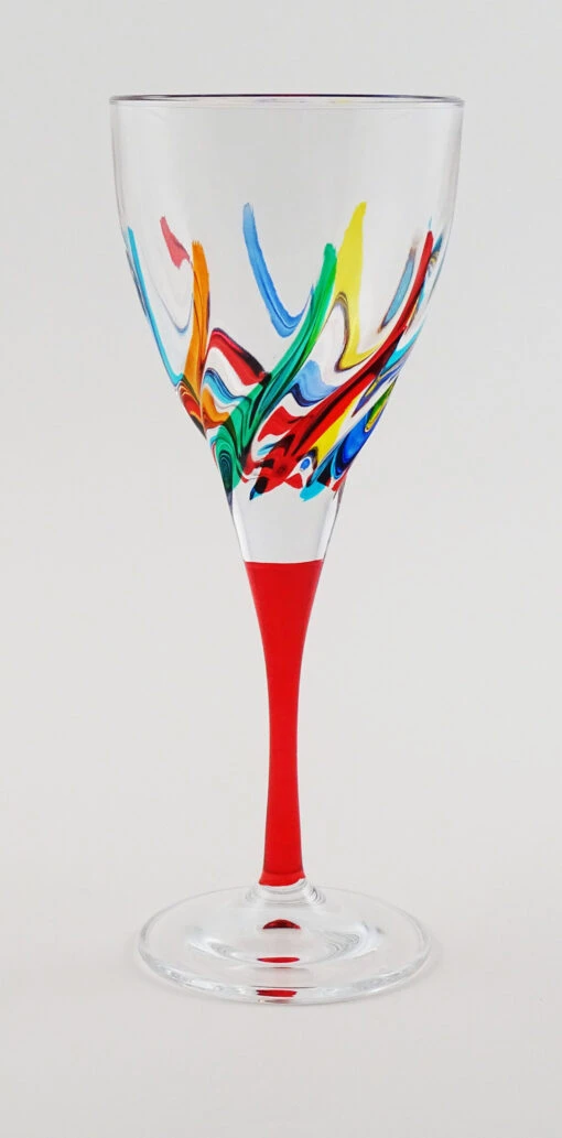 TRIX RED STEM WATER AND WINE GLASS
