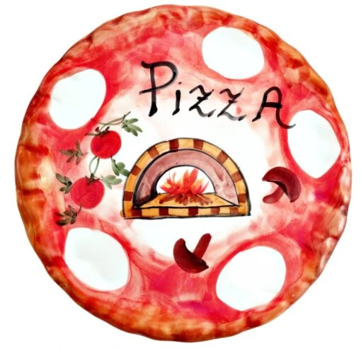 Tomato And Pizza Oven Design Italian Ceramic Pizza Plate