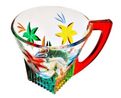 Red Italian Style Tazzine Glass Cup