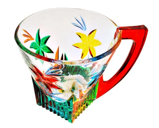 Red Italian Style Tazzine Glass Cup