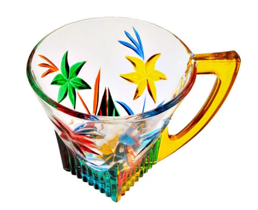 Yellow Stem Italian Style Tazzine Glass Cup