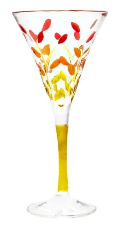 Yellow Stem Multi Colours Laurus Design Wine Glass