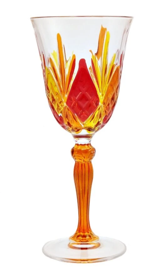 Amber Stem Multi Colours Italian Melodia Design Wine Glass