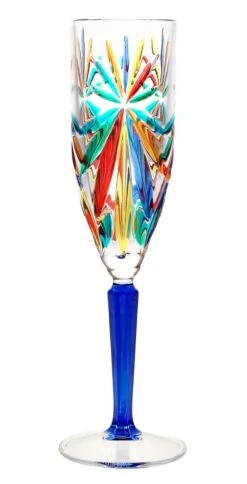 *OASIS* Blue Stem Flute Glass