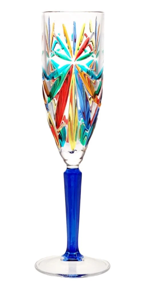 *OASIS* Blue Stem Flute Glass