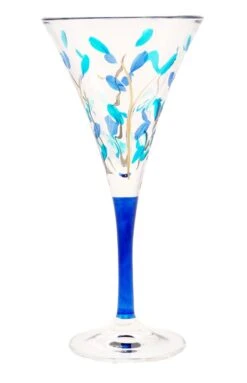 Blue Stem Multi Colour Laurus Design Wine Glass