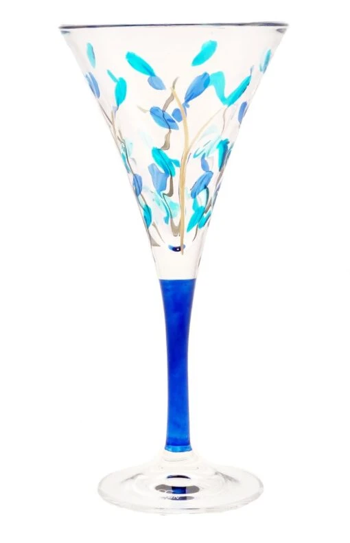 Blue Stem Multi Colour Laurus Design Wine Glass