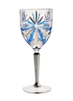 Oasis Wine Glass-Silver And Blue