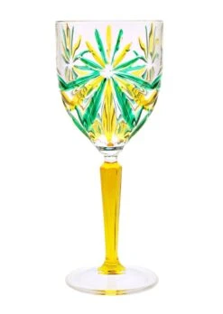 Oasis Wine Glass-Yellow And Green