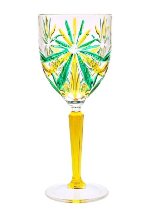 Oasis Wine Glass-Yellow And Green