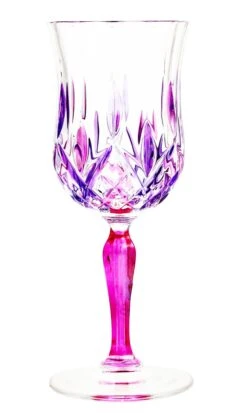 Pink Stem With Purple, Lilac And Pink Colours Opera Design Wine Glass