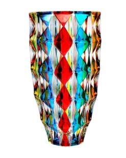 Diamond Design Venetian Murano Style Glass Vase 1