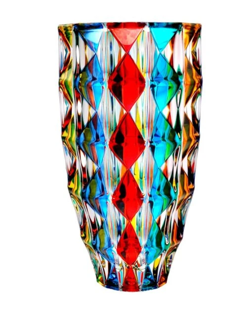 Diamond Design Venetian Murano Style Glass Vase 1