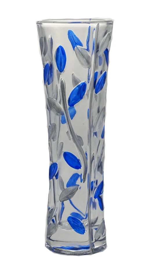 Blue And Silver Glass Vase