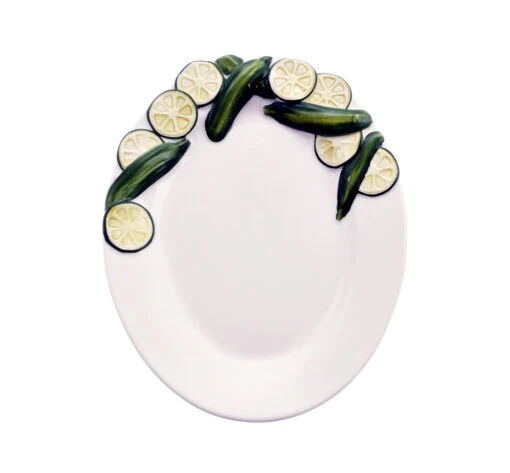 Italian Courgette Antipasto Ceramic Oval Plate