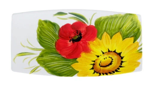 Sunflower And Poppy Design Antipasti Ceramic Plate