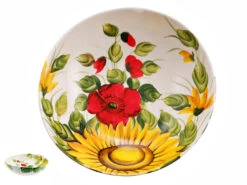 Sunflower And Poppy Ceramic Bowl
