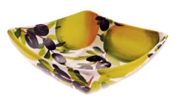 Medium Lemons & Olives Square Ceramic Bowl