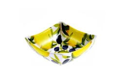 Small Lemon And Olive Square Ceramic Bowl