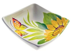 Medium Butterfly And Sunflower Square Ceramic Bowl