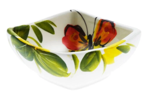 Sunflower And Butterfly Square Ceramic Bowl