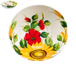 Sunflower And Poppy Italian Ceramic Bowl