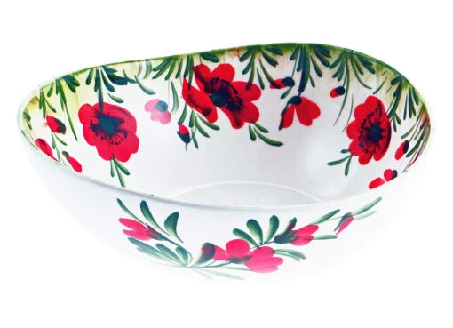 Large Size Poppy Design Italian Ceramic Bowl