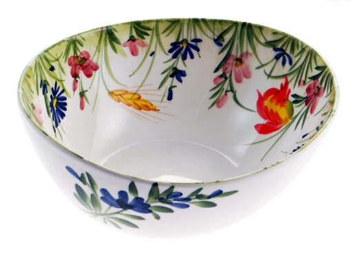 Large Size Mixed Flowers Italian Ceramic Bowl