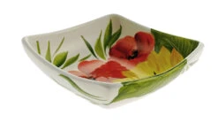 Medium Sunflower And Poppy Square Ceramic Bowl
