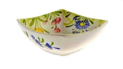 Small Size Mixed Flowers Square Ceramic Bowl