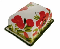 Large Poppy Design Butter Dish