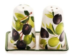 Olive Design Ceramic Cruet Set