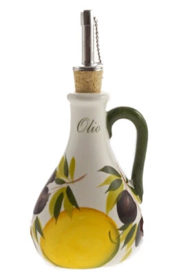 Lemon And Olive Design Oil Ceramic Italian Pourer