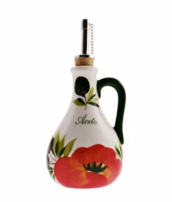 Tomato And Olive Design Ceramic Italian Aceto Pourer