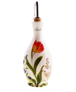 Mixed Flowers Design Ceramic Italian Aceto Pourer