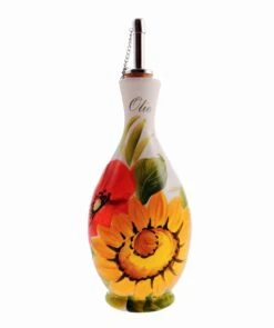 Sunflower And Poppy Design Italian Oil Pourer